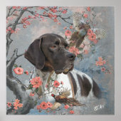Poster Beautiful pointer with pheasants (Devant)