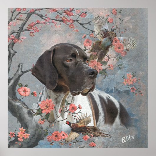Poster Beautiful pointer with pheasants   (Devant)