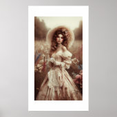 Poster Beautiful Rococo Woman in Field (Devant)
