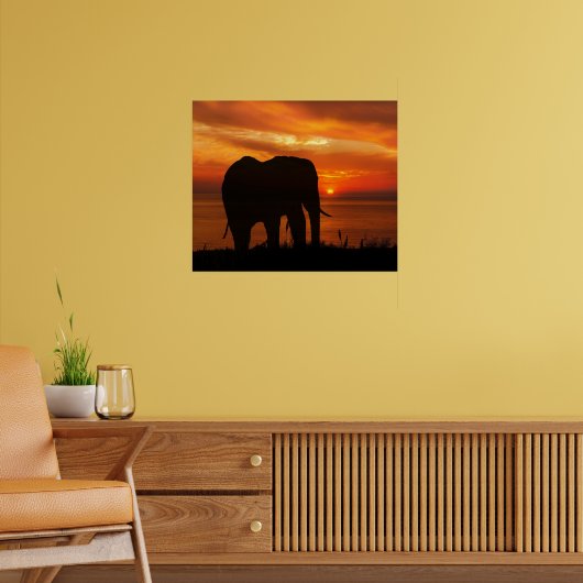 Poster Beautiful Sunset with Silhouette of Elephant (Salon 2)
