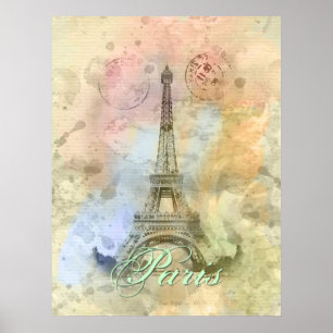 Poster Beautiful trendy girly vintage Eiffel Tower France