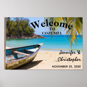 Poster Beautiful Tropical Beach with a Rowboat Wedding