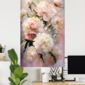 Poster Beautiful White & Pink Peonies On Pink Background (Bureau à domicile)