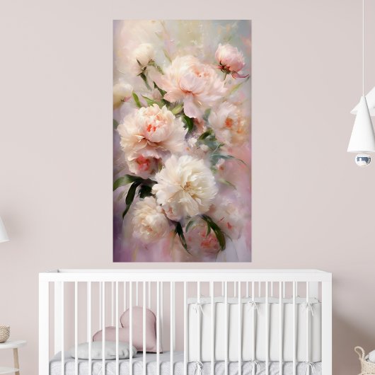 Poster Beautiful White & Pink Peonies On Pink Background (Pépinière 2)