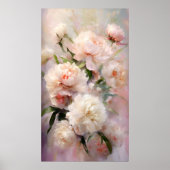 Poster Beautiful White & Pink Peonies On Pink Background (Devant)