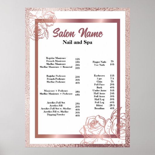 Poster Beauty Nail Salon Prix menu (Devant)
