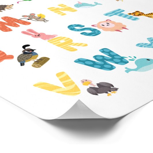 Poster Beaux animaux à baldaquin en alphabet (Coin)