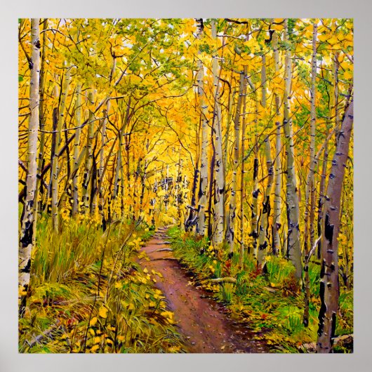 Poster Beaux arbres d'Aspe en automne splendide (Devant)