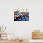 Poster Beaux bateaux rouges orange bleu vert à Collioure (Cuisine)