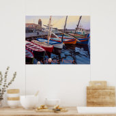 Poster Beaux bateaux rouges orange bleus verts à Colliour (Cuisine)