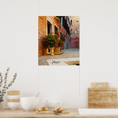 Poster Beaux canaux de fleurs rouges de Venise Italie (Cuisine)