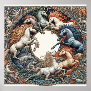 Poster "Beaux chevaux mystiques" 38