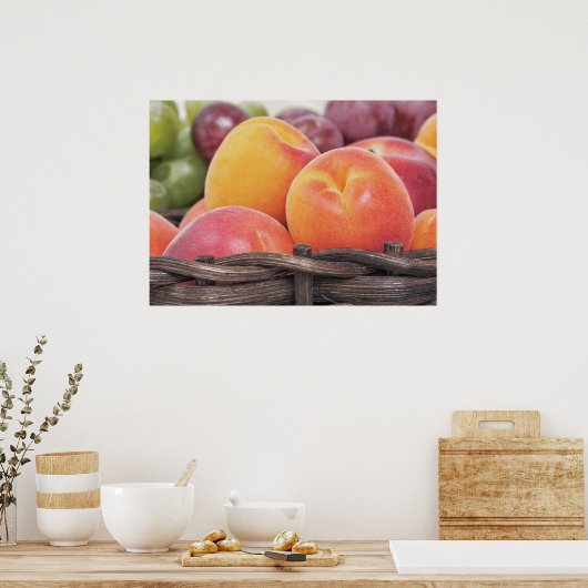 Poster Beaux fruits frais dans un panier (Cuisine)