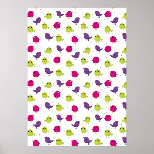 Poster Beaux oiseaux colorés (Devant)