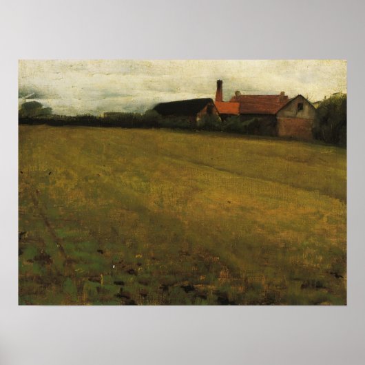 Poster Beaux - Paysage avec bâtiment agricole (Devant)