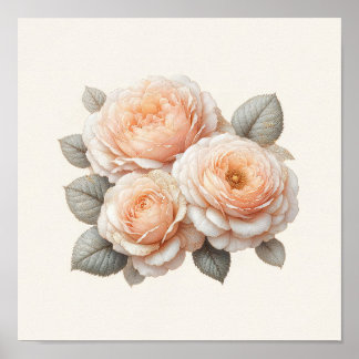 Poster Beaux Rosiers Péches Art
