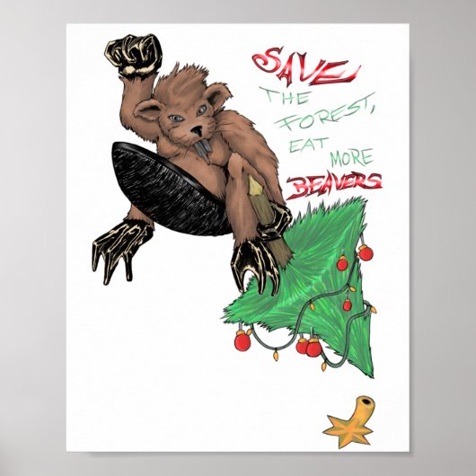 Poster Beaver de drôles de paroles dessin humoristique (Devant)