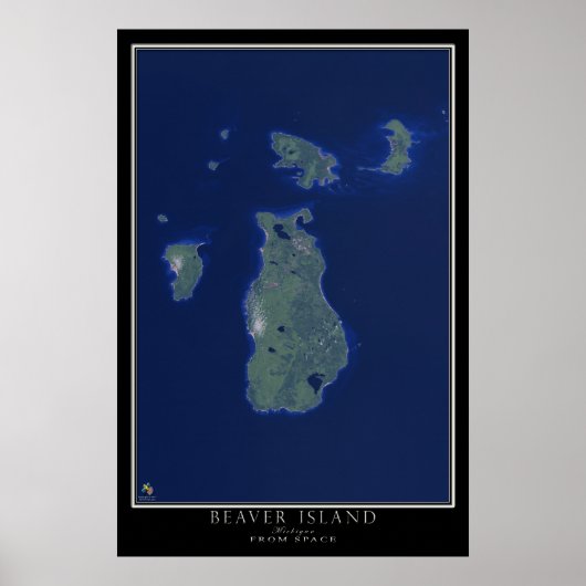 Poster Beaver Island Michigan De L'Espace Art Satellite (Devant)