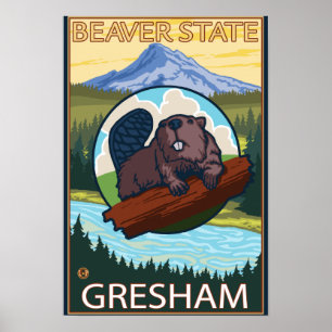 Poster Beaver & Mt. Hood - Gresham, Oregon