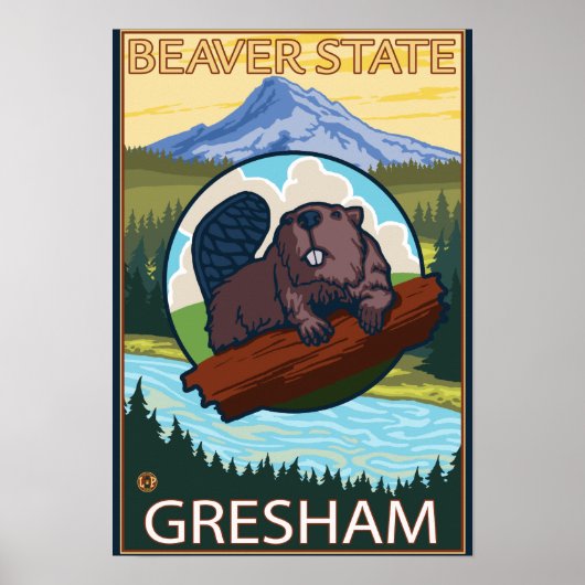 Poster Beaver & Mt Hood - Gresham, Oregon (Devant)