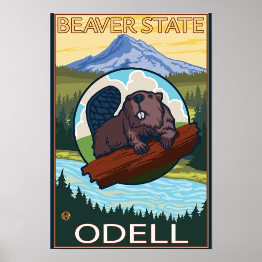 Poster Beaver & Mt. Hood - Odell, Oregon (Devant)