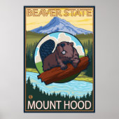 Poster Beaver & Mt. Hood, Oregon (Devant)