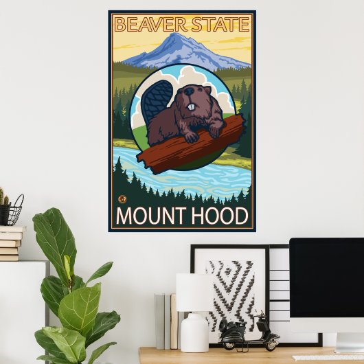 Poster Beaver & Mt. Hood, Oregon (Bureau à domicile)