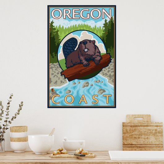 Poster Beaver & River - Côte de l'Oregon (Cuisine)