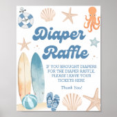 Poster Bébé À Bord Baby shower Plage Déchets Raffle (Devant)