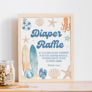 Poster Bébé À Bord Baby shower Plage Déchets Raffle