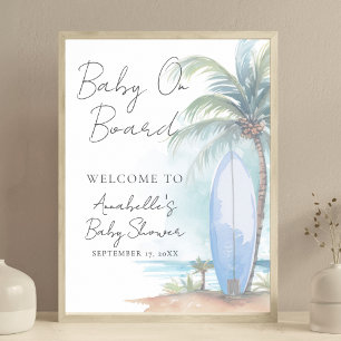 Poster Bébé à Bord Signe de Bienvenue pour Baby Shower su