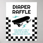 Poster Bébé à bord Skateboard Baby shower Déchets Raffle (Devant)