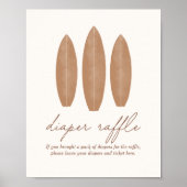 Poster Bébé à bord Surfboard Baby shower Déchets Raffle (Devant)