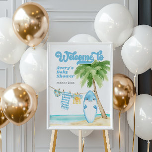 Poster Bébé à bord Surfing Boy Baby shower