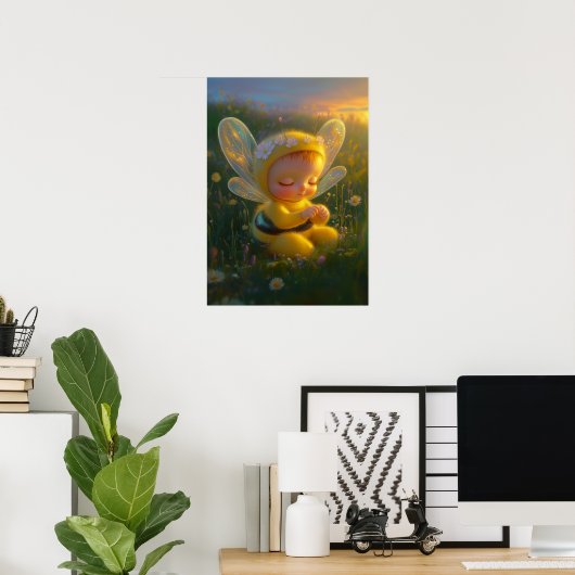 Poster Bébé abeille fantaisiste au soleil (Bureau à domicile)