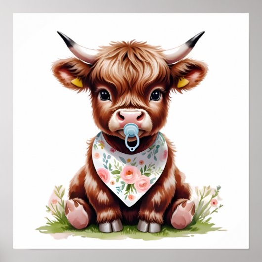 Poster Bébé adorable vache des Highlands (Devant)