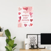 Poster Bébé Amour Saint Valentin's Theme Baby shower Sign (Bureau à domicile)