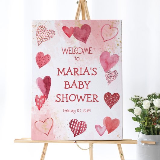 Poster Bébé Amour Saint Valentin's Theme Baby shower Sign