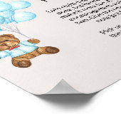 Poster Bébé Baby shower Ours Bleu Late Night Diapers (Coin)