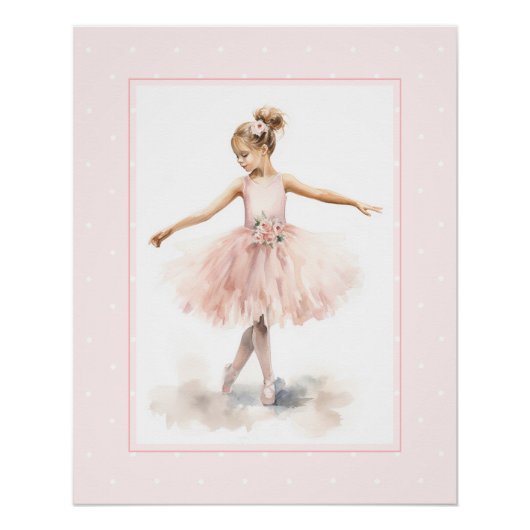 Poster Bébé ballerine à l'aquarelle (Devant)