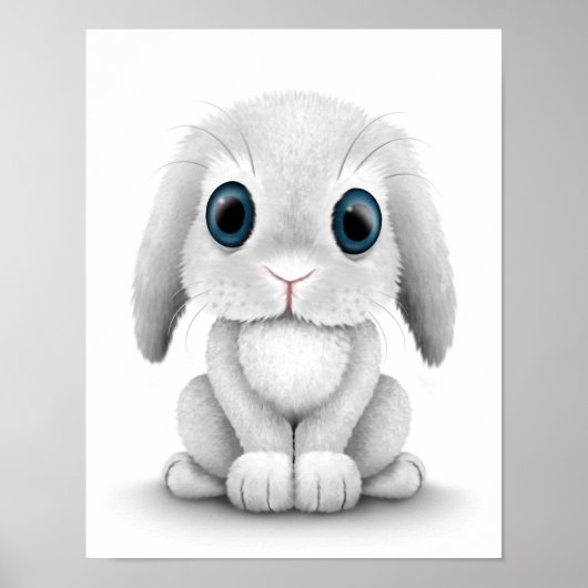 Poster Bébé blanc mignon lapin lapin (Devant)