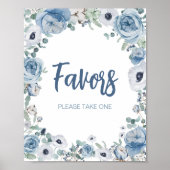 Poster Bébé bleu en fleur Baby shower Faveurs (Devant)