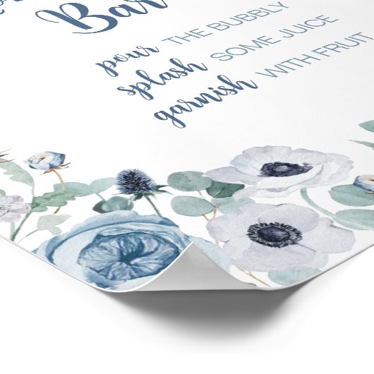 Poster Bébé bleu en fleur Baby shower Maman Osa Bar (Coin)