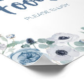 Poster Bébé bleu en fleur Baby shower nourriture (Coin)