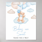 Poster Bébé bleu ours Ballons Les bébés sont doux (Devant)