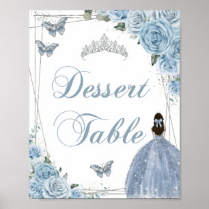 Poster Bébé Bleu Princesse Papillons Désert Argent Signe