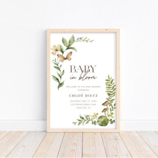 Poster Bébé botanique sauvage en fleurs Accueil rustique
