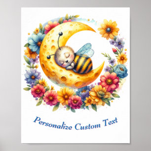 Poster Bébé Bourdon Mignon Personnalisé Endormi sur la Lu