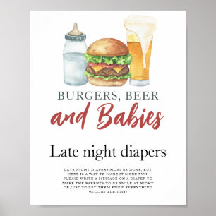 Poster Bébé brasse de la bière Changement de couches noct