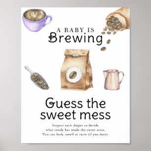 Poster Bébé brasse du café Devine le désordre doux